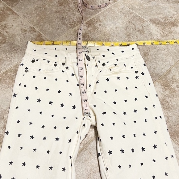 J. Crew Toothpick Mini Star Print Skinny Jeans Cream White Navy Mid Rise 24 - Picture 3 of 10